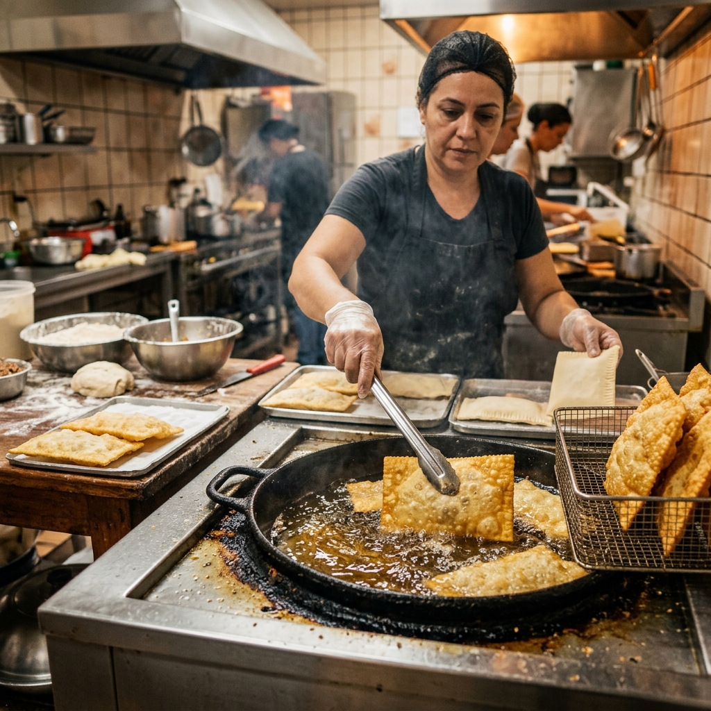 Preparo artesanal dos pastéis da BigMix